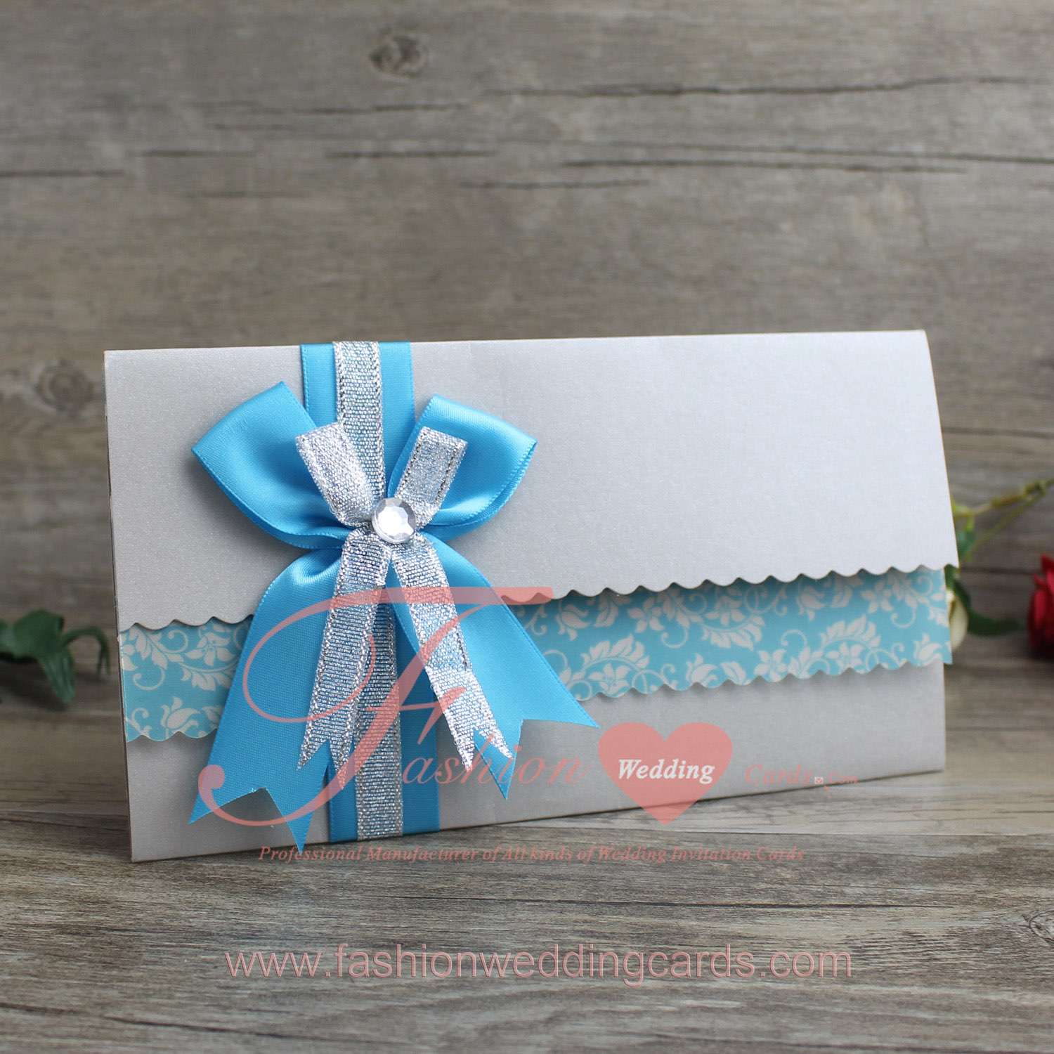 Silver Wedding Invitations Ideas with Satin